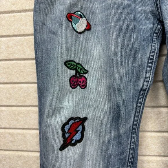 Tony Hawk Men’s Blue Straight Leg Jeans Patches Graphic Detail Size 30 - Picture 3 of 16